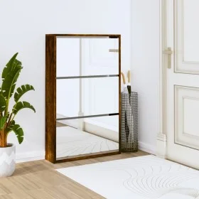 Mueble zapatero y espejo 3 niveles roble ahumado 63x17x102,5 cm by vidaXL, Shoe racks and shoe organizers - Ref: Foro24-34263...