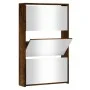 Schuhschrank und Spiegel mit 3 Ebenen in geräucherter Eiche, 63x17x102,5 cm. von vidaXL, Schuhregale und Schuhorganisatoren -...