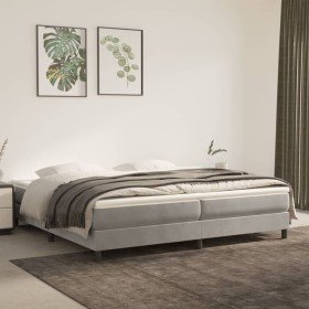 Cama box spring con colchón terciopelo gris claro 200x200 cm Cama box spring con colchón terciopelo gris claro 200x200 cm