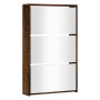 Mueble zapatero y espejo 3 niveles roble ahumado 63x17x102,5 cm by vidaXL, Shoe racks and shoe organizers - Ref: Foro24-34263...