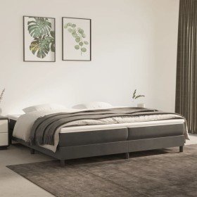 Cama box spring con colchón terciopelo gris oscuro 200x200 cm en Camas y somieres | Comprar online en Foro24
