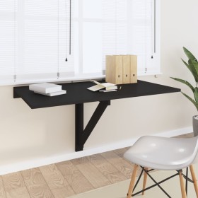 Mesa de pared plegable madera contrachapada negra 100x60x56 cm