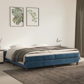 Cama box spring con colchón terciopelo azul oscuro 200x200 cm en Camas y somieres | Comprar online en Foro24