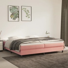 Cama box spring con colchón terciopelo rosa 200x200 cm Cama box spring con colchón terciopelo rosa 200x200 cm