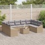 Conjunto de sofá de jardín 10 pcs Beige Poliratán