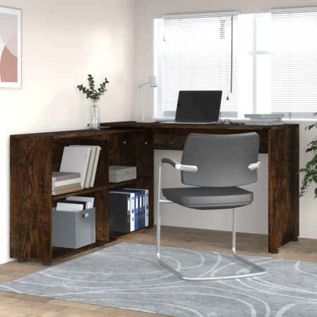 Eckschreibtisch aus geräuchertem Eichensperrholz von vidaXL, Schreibtische - Ref: Foro24-342662, Preis: 169,25 €, Rabatt: %