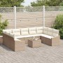 Conjunto de sofá de jardín 10 pcs Beige Poliratán