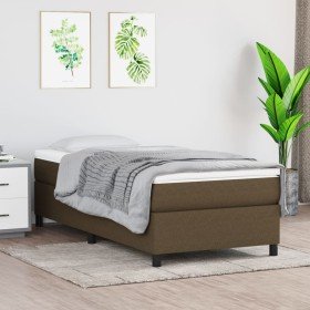 Cama box spring con colchón tela marrón oscuro 90x200 cm en Camas y somieres | Comprar online en Foro24