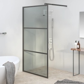 Mampara de ducha accesible vidrio ESG oscuro negro 115x195 cm