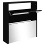 Shoe cabinet with mirror 2 levels black 63x17x67 cm by vidaXL, Shoe racks and shoe organizers - Ref: Foro24-342629, Price: 94...