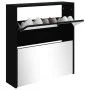Shoe cabinet with mirror 2 levels black 63x17x67 cm by vidaXL, Shoe racks and shoe organizers - Ref: Foro24-342629, Price: 94...