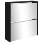 Shoe cabinet with mirror 2 levels black 63x17x67 cm by vidaXL, Shoe racks and shoe organizers - Ref: Foro24-342629, Price: 94...