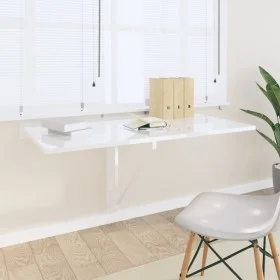 Folding wall-mounted table, glossy white plywood, 100x60x56 cm by vidaXL, Folding tables - Ref: Foro24-342649, Price: 75,23 €...