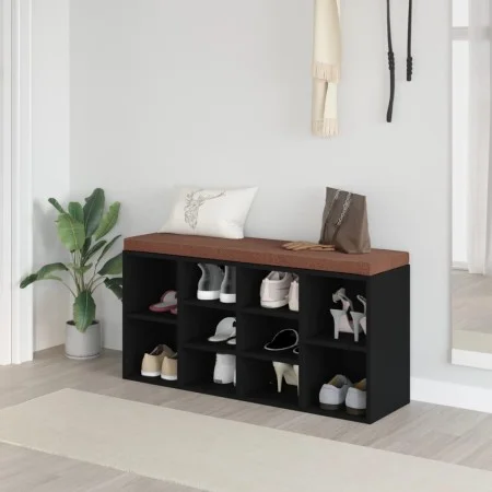 Schuhregal Bank aus schwarzem Sperrholz 103x30x48 cm von vidaXL, Bänke für Hallen und Lager - Ref: Foro24-342609, Preis: 115,...
