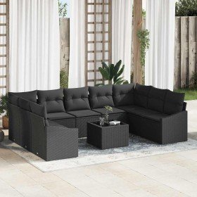 Conjunto de sofá de jardín 10 pcs Negro Poliratán en Conjuntos de jardín | Comprar online en Foro24