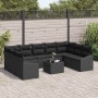 Conjunto de sofá de jardín 10 pcs Negro Poliratán