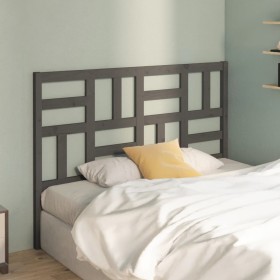 Cabecero de cama madera maciza de pino gris 126x4x104 cm de vidaXL, Cabeceros y pies de cama - Ref: Foro24-818182, Precio: 45...