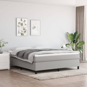 Cama box spring con colchón tela gris claro 160x200 cm Cama box spring con colchón tela gris claro 160x200 cm