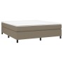 Cama box spring con colchón tela gris taupe 160x200 cm