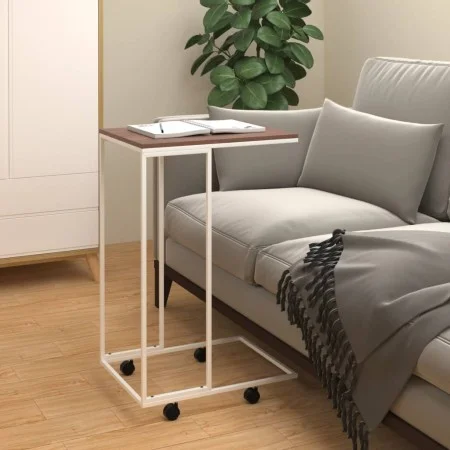 Side table with wheels, engineered wood, white, 40x30x63.5 cm by vidaXL, Coffee table - Ref: Foro24-343098, Price: 31,86 €, D...