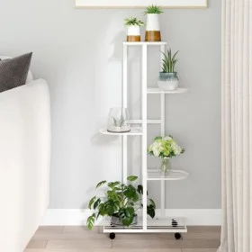 Soporte para flores 5 alturas ruedas hierro blanco 44x23x100cm de vidaXL, Soportes para macetas - Ref: Foro24-343118, Precio:...