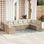Conjunto de sofá de jardín 10 pcs Beige Poliratán