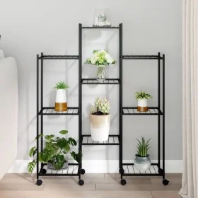 Schwarzer Blumenständer aus Eisen mit Rädern 83x25x100 cm von vidaXL, Topfständer - Ref: Foro24-343124, Preis: 58,83 €, Rabat...