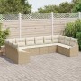 Conjunto de sofá de jardín 10 pcs Beige Poliratán