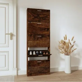 Smoked oak plywood shoe cabinet 59x17x169 cm by vidaXL, Shoe racks and shoe organizers - Ref: Foro24-342515, Price: 127,93 €,...