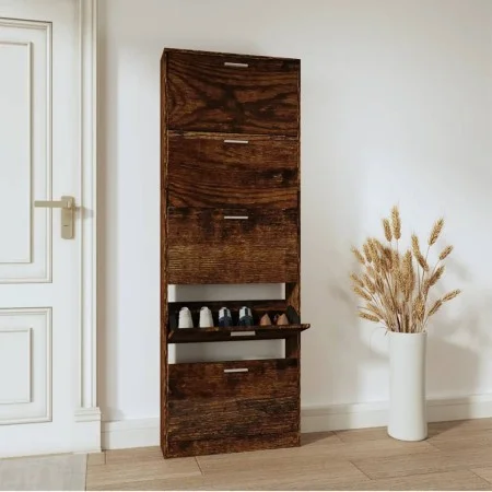 Mueble zapatero madera contrachapada roble ahumado 59x17x169 cm de vidaXL, Zapateros y organizadores de calzado - Ref: Foro24...