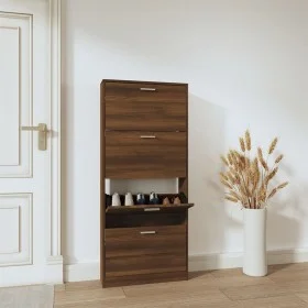 Mueble zapatero madera contrachapada marrón roble 59x17x150 cm by vidaXL, Shoe racks and shoe organizers - Ref: Foro24-342525...