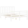 Weißer Massivholzbettrahmen mit Kopfteil 140x200 cm von vidaXL, Betten und Lattenroste - Ref: Foro24-3193857, Preis: 129,39 €...