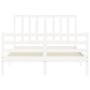 Weißer Massivholzbettrahmen mit Kopfteil 140x200 cm von vidaXL, Betten und Lattenroste - Ref: Foro24-3193857, Preis: 129,39 €...