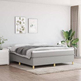 Cama box spring con colchón tela gris claro 180x200 cm Cama box spring con colchón tela gris claro 180x200 cm