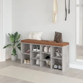 Schuhbank aus betongrauem Sperrholz, 103 x 30 x 48 cm von vidaXL, Bänke für Hallen und Lager - Ref: Foro24-342610, Preis: 100...
