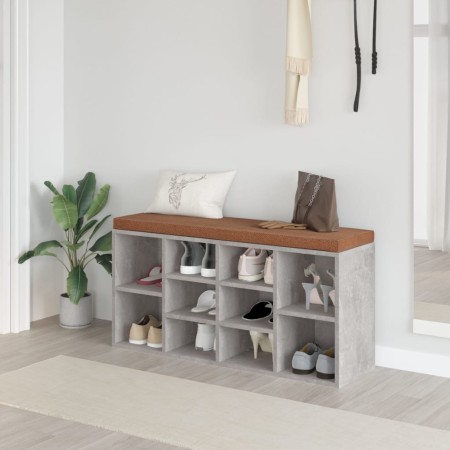Schuhbank aus betongrauem Sperrholz, 103 x 30 x 48 cm von vidaXL, Bänke für Hallen und Lager - Ref: Foro24-342610, Preis: 102...