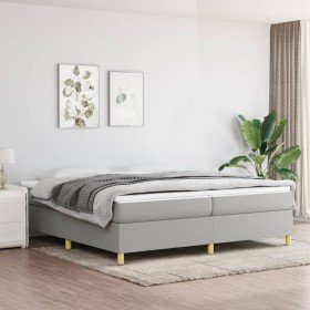 Cama box spring con colchón tela gris claro 200x200 cm Cama box spring con colchón tela gris claro 200x200 cm