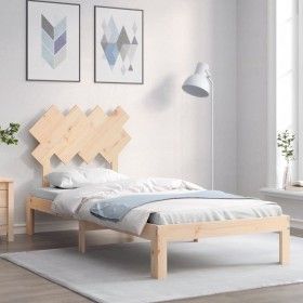 Bed frame with solid wood headboard 90x200 cm by vidaXL, Beds and slatted bases - Ref: Foro24-3193711, Price: 90,04 €, Discou...