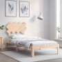 Bed frame with solid wood headboard 90x200 cm by vidaXL, Beds and slatted bases - Ref: Foro24-3193711, Price: 89,96 €, Discou...