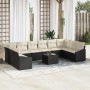 Conjunto de sofá de jardín 11 pcs Negro Poliratán