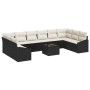 Conjunto de sofá de jardín 11 pcs Negro Poliratán