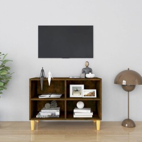 TV-Schrank, Beine aus Massivholz, geräucherte Eiche, 69,5 x 30 x 50 cm von vidaXL, TV-Möbel - Ref: Foro24-813146, Preis: 37,6...