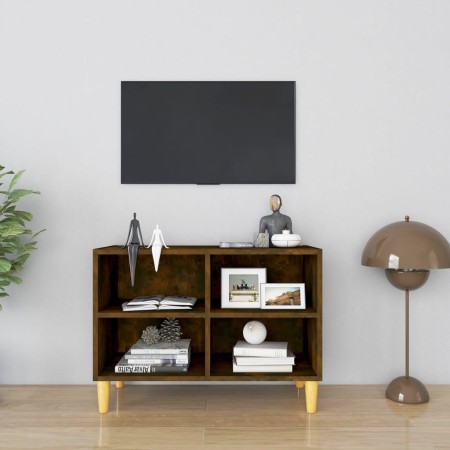 TV-Schrank, Beine aus Massivholz, geräucherte Eiche, 69,5 x 30 x 50 cm von vidaXL, TV-Möbel - Ref: Foro24-813146, Preis: 37,7...