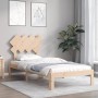 Bed frame with solid wood headboard 90x200 cm by vidaXL, Beds and slatted bases - Ref: Foro24-3193711, Price: 89,96 €, Discou...