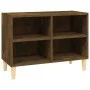 TV cabinet solid wood legs smoked oak 69.5x30x50 cm by vidaXL, TV Furniture - Ref: Foro24-813146, Price: 37,22 €, Discount: %