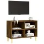 TV cabinet solid wood legs smoked oak 69.5x30x50 cm by vidaXL, TV Furniture - Ref: Foro24-813146, Price: 37,22 €, Discount: %