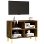 TV-Schrank, Beine aus Massivholz, geräucherte Eiche, 69,5 x 30 x 50 cm von vidaXL, TV-Möbel - Ref: Foro24-813146, Preis: 37,7...