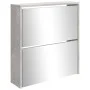 Shoe cabinet with mirror 2 levels concrete gray 63x17x67 cm by vidaXL, Shoe racks and shoe organizers - Ref: Foro24-342630, P...