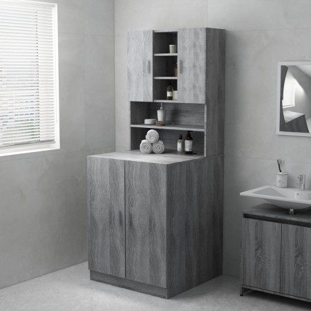 Waschmaschinenschrank in Sonoma-Grau 71x71,5x91,5 cm von vidaXL, Zubehör für Waschmaschinen und Trockner - Ref: Foro24-813195...