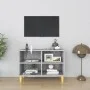 Mueble de TV patas madera maciza gris Sonoma 69,5x30x50 cm de vidaXL, Muebles TV - Ref: Foro24-813147, Precio: 38,39 €, Descu...